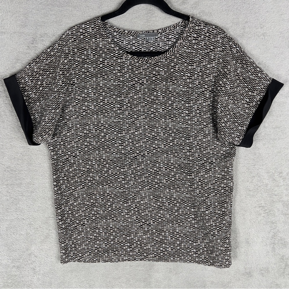 Vince 100% Silk Mosaic Print Blouse Women's Small‎ Short Sleeve Top
